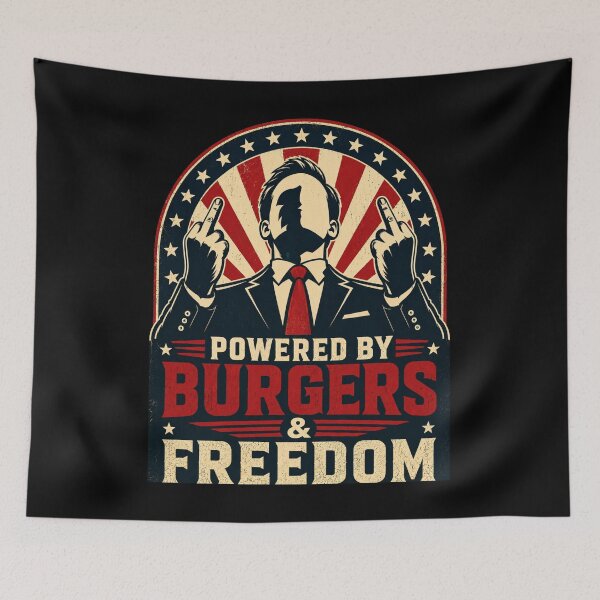 Item preview, Powered By Burgers & Freedom Funny Patriotic Graphic designed and sold by Alpacatata.