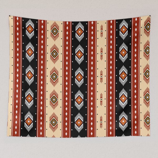 Item preview, Retro Boho Ikat Geometric Pattern Terracotta Red designed and sold by jttrends.