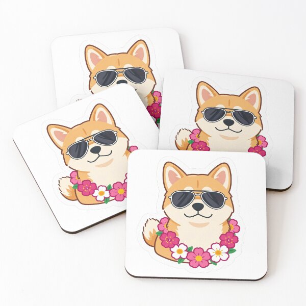 Item preview, Cool Shiba Inu with Sunglasses and Flower Wreath designed and sold by Pawtropolistore.