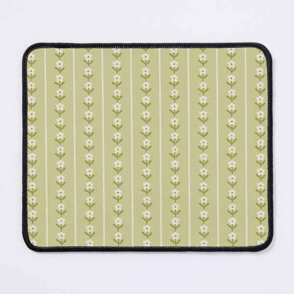 Item preview, Retro folk floral stripe | Pistachio green cottagecore designed and sold by Illustrated by Nat.