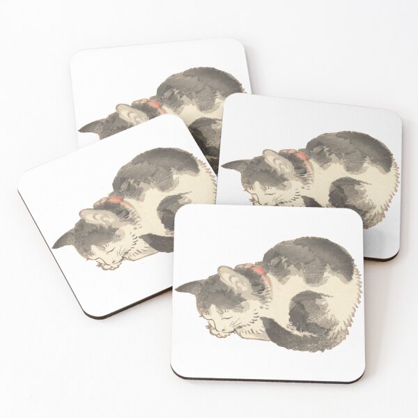 Item preview, Vintage Japanese Woodblock Sleeping Cat: Minimalist Sumi-e Feline designed and sold by vekotpu.