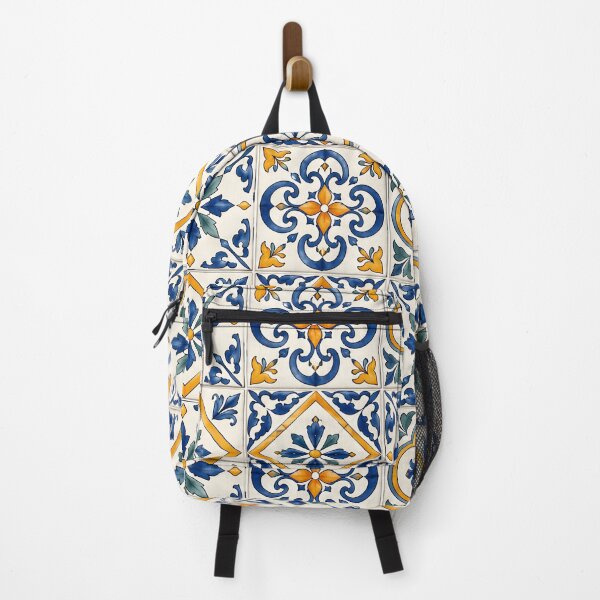 Item preview, Mediterranean Blue & Gold Ceramic Tile Pattern designed and sold by blankTeeShirt.