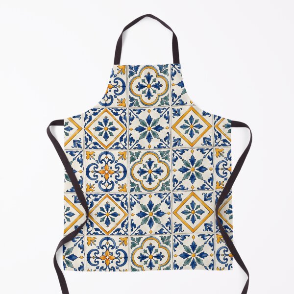 Item preview, Mediterranean Blue & Gold Ceramic Tile Pattern designed and sold by blankTeeShirt.