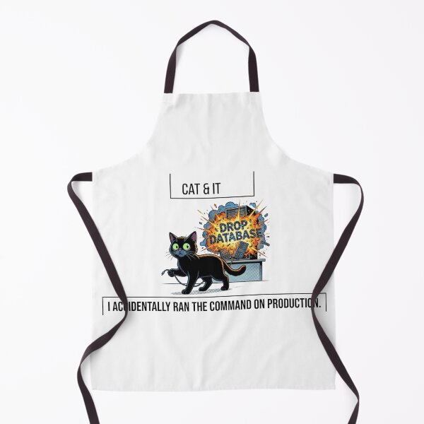 Item preview, Funny Developer Gift Drop Database Cat I Accidentally Ran  The Command On Production SQL Humor Shirt DBA Gift designed and sold by Dev Mode.
