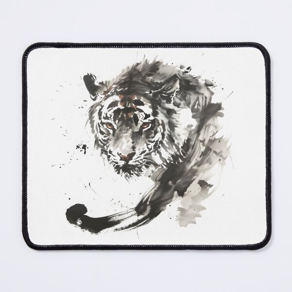 Item preview, Fierce Tiger Face Ink Splash - Wild Cat Sumi-e Art designed and sold by NitzanEArt.