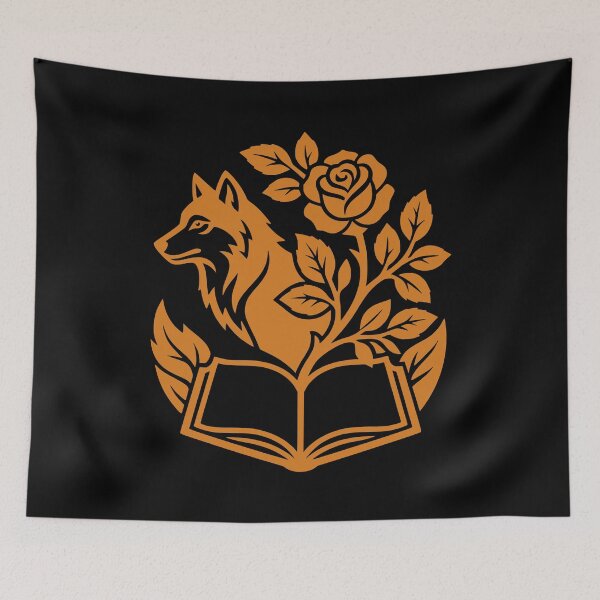 Item preview, Mystic Wolf Rose Book Botanical Gothic Art Orange designed and sold by EimSol.