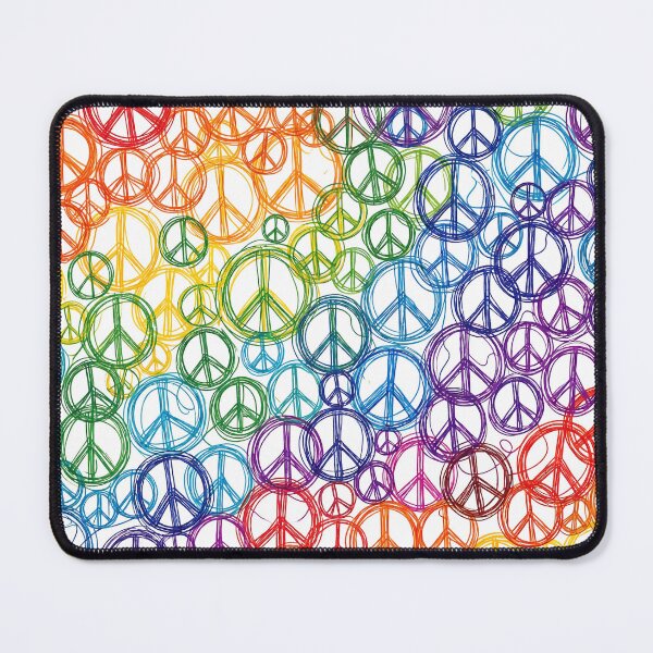 Item preview, Rainbow Peace Sign Pattern — Continuous Line Drawing, Hand Drawn, Hippie Fabric Art designed and sold by P’s Silly stuff.