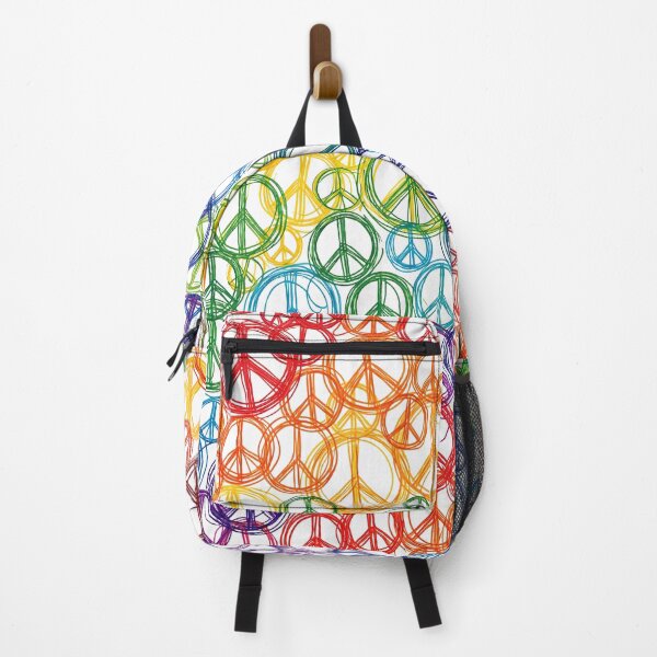 Item preview, Rainbow Peace Sign Pattern — Continuous Line Drawing, Hand Drawn, Hippie Fabric Art designed and sold by P’s Silly stuff.