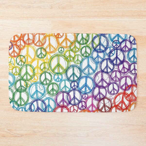 Item preview, Rainbow Peace Sign Pattern — Continuous Line Drawing, Hand Drawn, Hippie Fabric Art designed and sold by P’s Silly stuff.