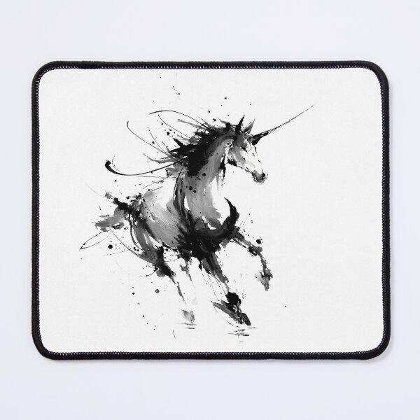 Item preview, Mystical Unicorn Gallop - Dark Fantasy Ink Splatter Art designed and sold by NitzanEArt.