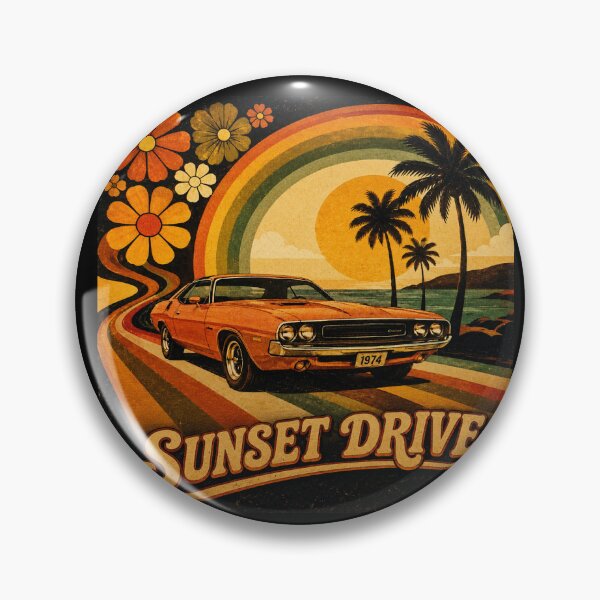 Item preview, Retro Sunset Drive Classic Muscle Car | Vintage 70s Poster designed and sold by Jankes88.