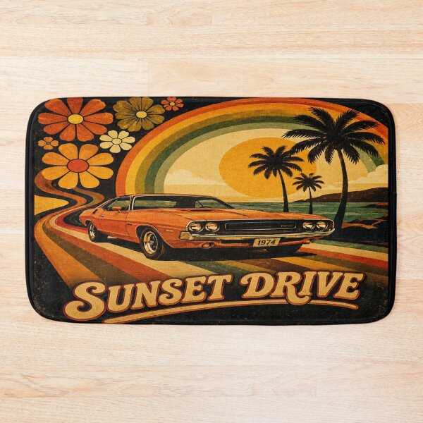 Item preview, Retro Sunset Drive Classic Muscle Car | Vintage 70s Poster designed and sold by Jankes88.