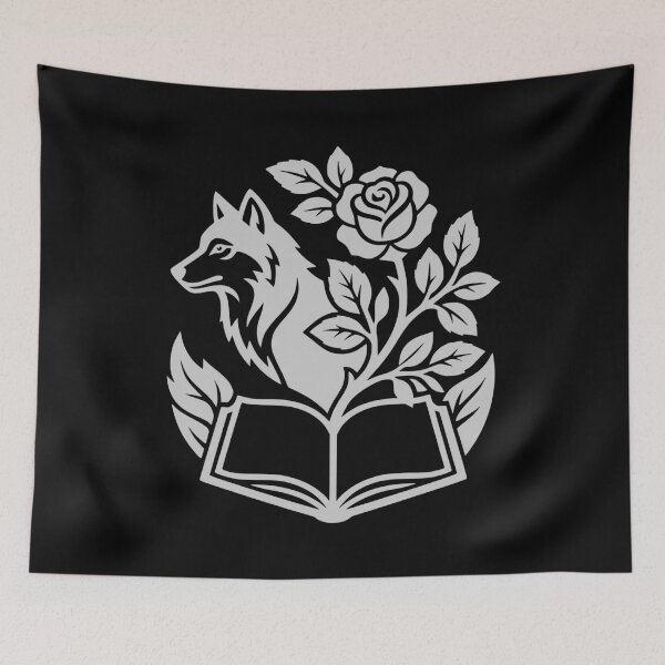 Item preview, Mystic Wolf Rose Book Botanical Gothic Art Silver designed and sold by EimSol.