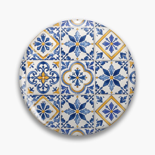 Item preview, Mediterranean Blue & Gold Tile Pattern designed and sold by blankTeeShirt.