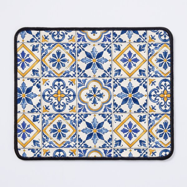Item preview, Mediterranean Blue & Gold Tile Pattern designed and sold by blankTeeShirt.
