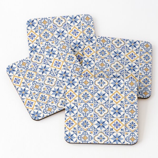 Item preview, Mediterranean Blue & Gold Tile Pattern designed and sold by blankTeeShirt.