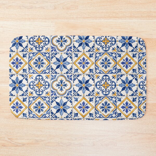 Item preview, Mediterranean Blue & Gold Tile Pattern designed and sold by blankTeeShirt.