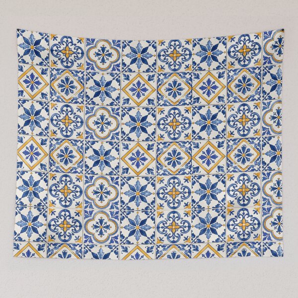 Item preview, Mediterranean Blue & Gold Tile Pattern designed and sold by blankTeeShirt.
