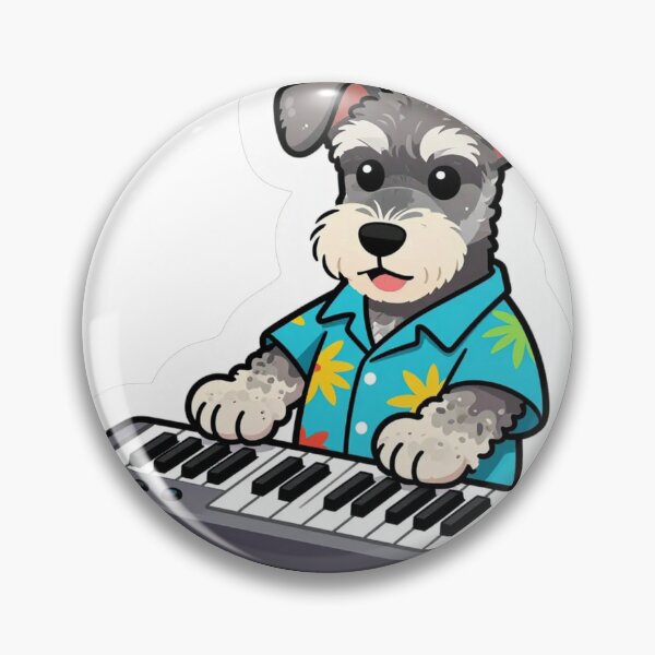 Item preview, Cute Schnauzer Playing Keyboard in Hawaiian Shirt designed and sold by Pawtropolistore.