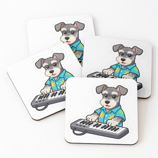 Item preview, Cute Schnauzer Playing Keyboard in Hawaiian Shirt designed and sold by Pawtropolistore.
