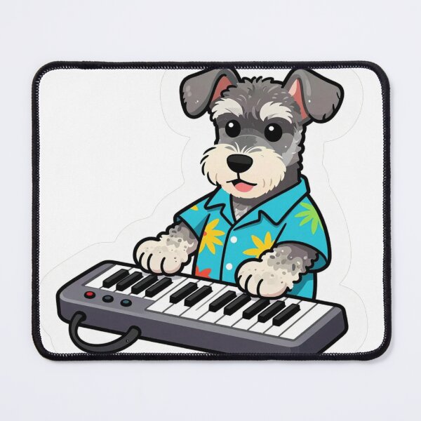 Item preview, Cute Schnauzer Playing Keyboard in Hawaiian Shirt designed and sold by Pawtropolistore.