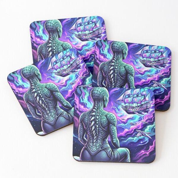 Item preview, Psychedelic Space Pirate Ship & Alien Girl designed and sold by XenX Alien Art.