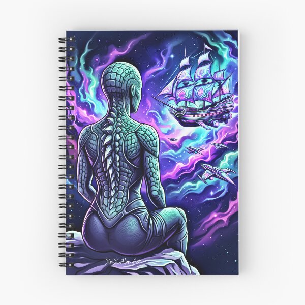 Artikelvorschau, Psychedelisches Weltraumpiratenschiff & Alien-Mädchen entworfen und verkauft von XenX Alien Art.