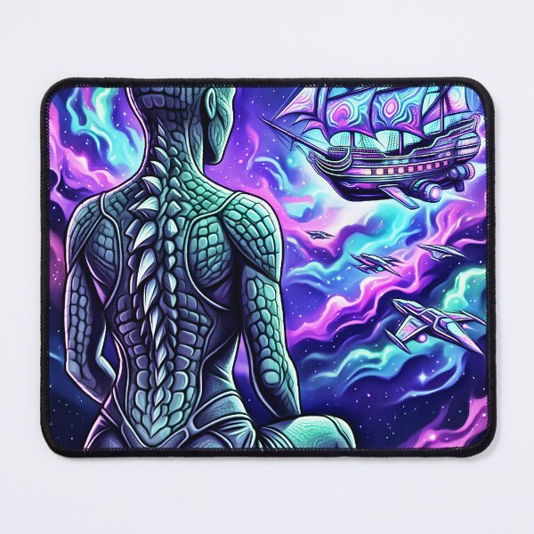 Artikelvorschau, Psychedelisches Weltraumpiratenschiff & Alien-Mädchen entworfen und verkauft von XenX Alien Art.