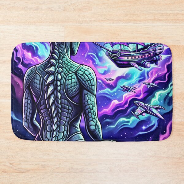 Item preview, Psychedelic Space Pirate Ship & Alien Girl designed and sold by XenX Alien Art.