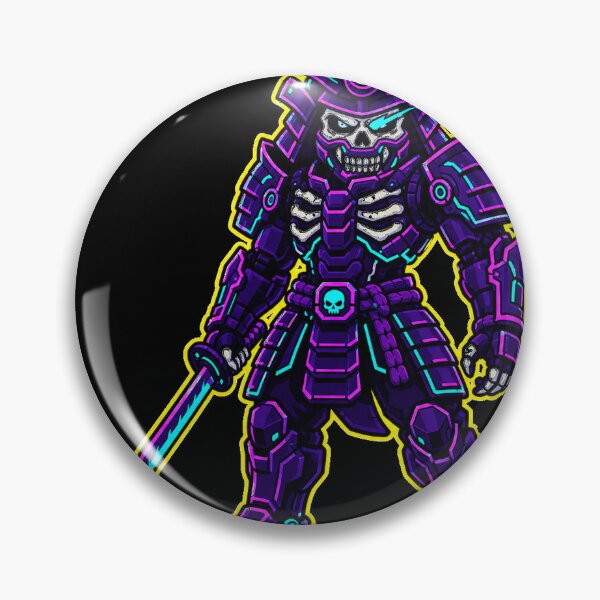 Item preview, Neon Cyberpunk Skull Samurai Warrior Purple designed and sold by Idans.