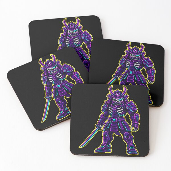 Item preview, Neon Cyberpunk Skull Samurai Warrior Purple designed and sold by Idans.