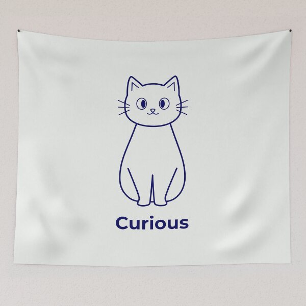 Item preview, Minimalist Curious Cat Line Art Kawaii Kitten Design designed and sold by ShaderShirts.