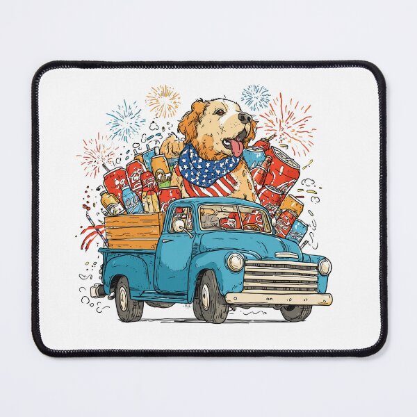 Item preview, Patriotic Golden Retriever Riding Vintage Truck | Retro 4th of July Dog Design designed and sold by DadGenX.