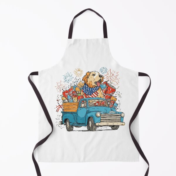 Item preview, Patriotic Golden Retriever Riding Vintage Truck | Retro 4th of July Dog Design designed and sold by DadGenX.