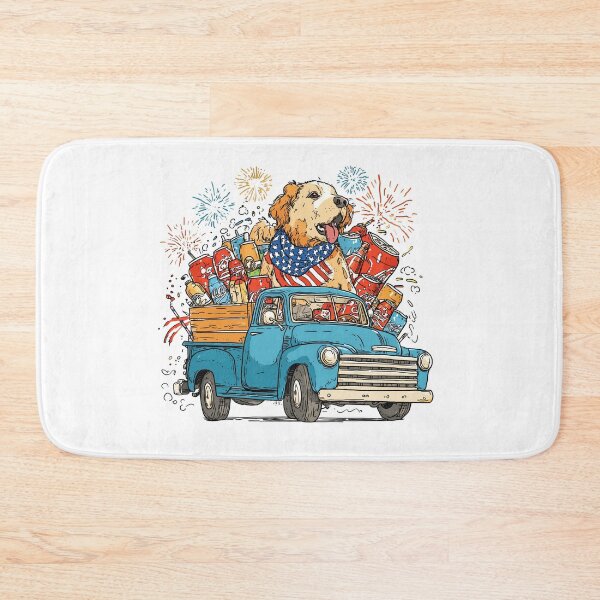 Item preview, Patriotic Golden Retriever Riding Vintage Truck | Retro 4th of July Dog Design designed and sold by DadGenX.