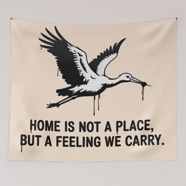 Item preview, Banksy Stork - Home is not a place, but a feeling we carry designed and sold by 123ks.