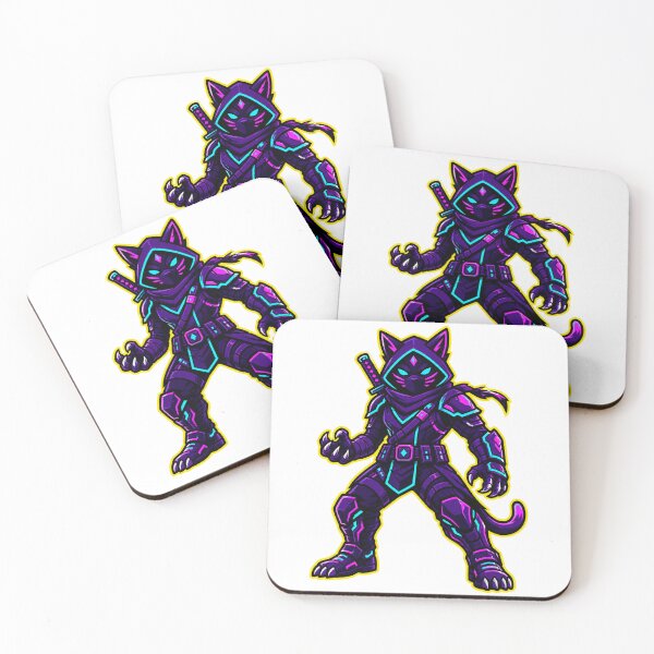 Item preview, Neon Cyberpunk Cat Ninja Warrior Purple designed and sold by Idans.