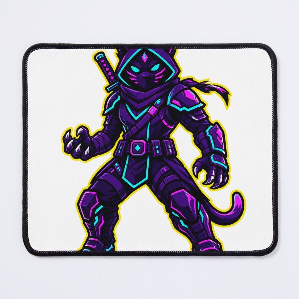 Item preview, Neon Cyberpunk Cat Ninja Warrior Purple designed and sold by Idans.