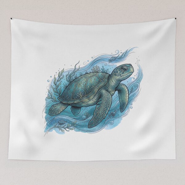 Item preview, Ornate Sea Turtle Ocean Fantasy Sticker designed and sold by HoneyBreezeCo.
