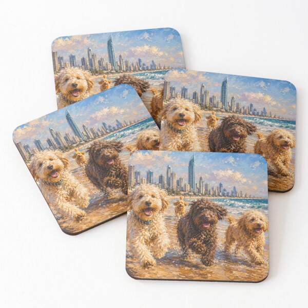 Item preview, Happy Labradoodles & Cockapoos Gold Coast Zoomies - Cockapoo Oil Painting designed and sold by Cockapoo Society.