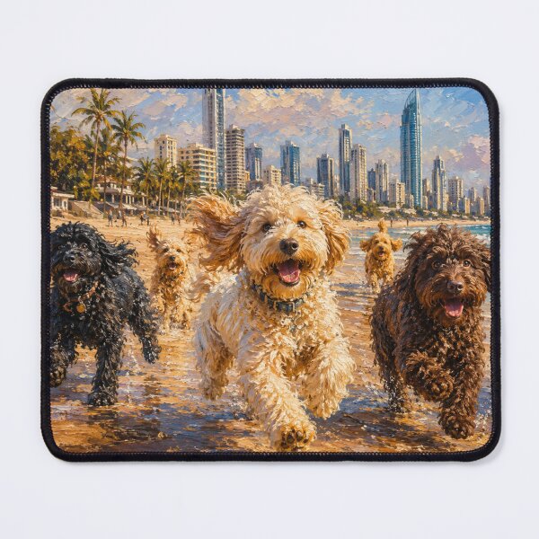 Item preview, Happy Labradoodles & Cockapoos Gold Coast Zoomies - Cockapoo Oil Painting designed and sold by Cockapoo Society.