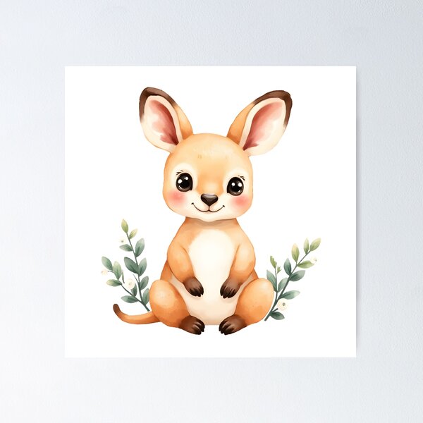Item preview, Cute Baby Kangaroo With Eucalyptus Branches designed and sold by Passionread.