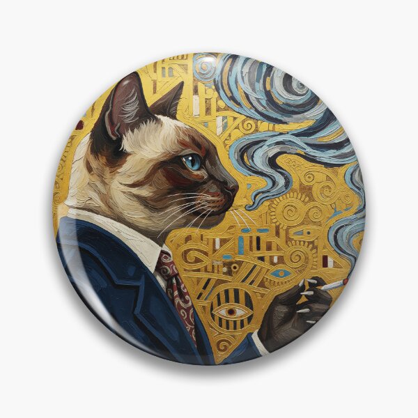 Item preview, Surreal Siamese Cat Smoking – Luxury Symbolic Painting designed and sold by pixelated_echoes.