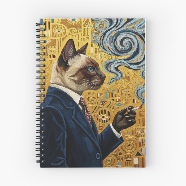 Item preview, Surreal Siamese Cat Smoking – Luxury Symbolic Painting designed and sold by pixelated_echoes.