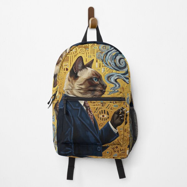 Item preview, Surreal Siamese Cat Smoking – Luxury Symbolic Painting designed and sold by pixelated_echoes.