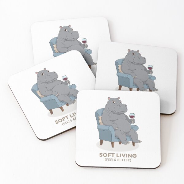Item preview, Cozy Vintage Hippo Wine Hour Illustration designed and sold by Cozy Vintage Animal.
