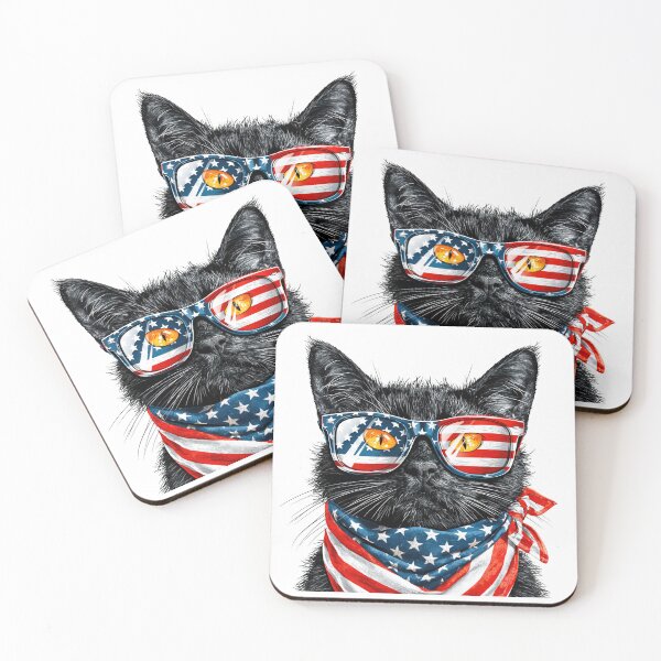 Item preview, Cool Patriotic Black Cat Wearing USA Sunglasses | Funny 4th of July Cat Shirt designed and sold by DadGenX.