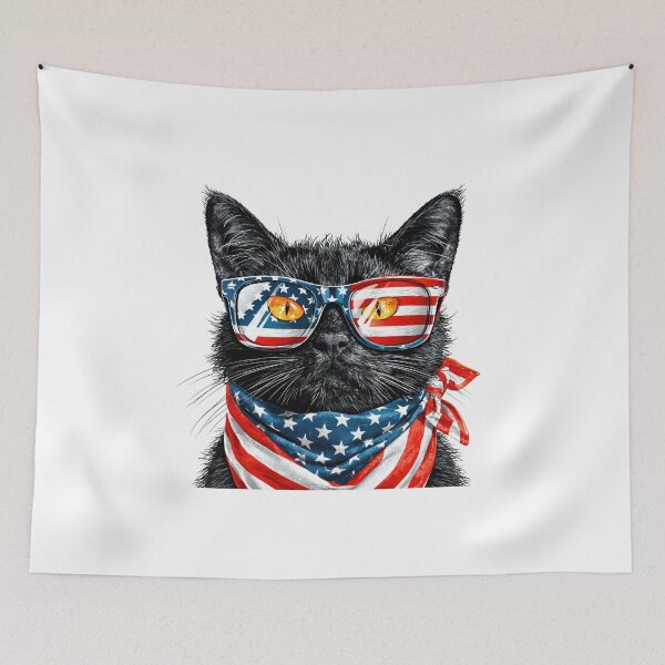 Item preview, Cool Patriotic Black Cat Wearing USA Sunglasses | Funny 4th of July Cat Shirt designed and sold by DadGenX.
