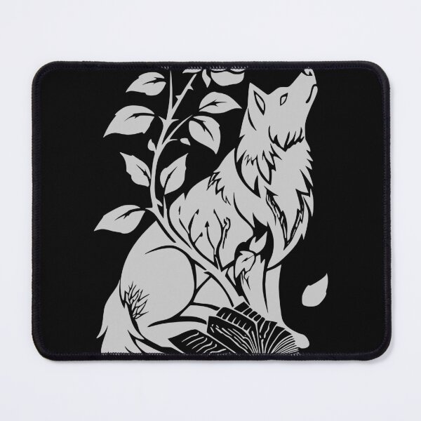 Item preview, Howling Wolf Book Floral Gothic Art Silver designed and sold by EimSol.