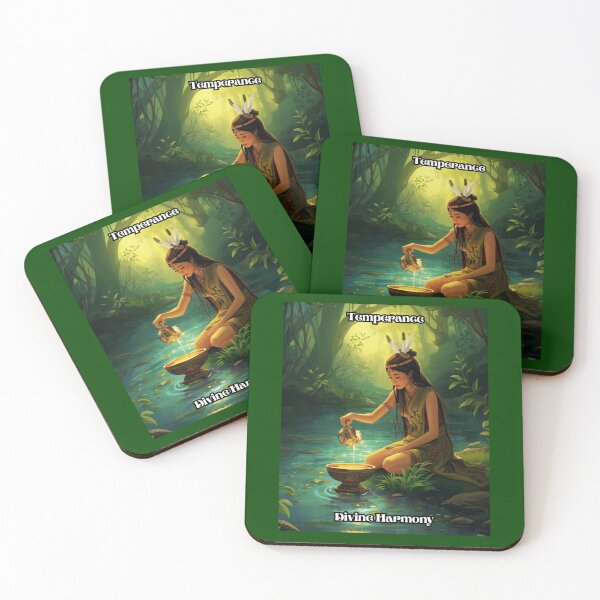 Artikelvorschau, Mäßigkeit – Tarotkarte aus dem Wildwood Green Witch Tarot-Deck entworfen und verkauft von Earth Nature Creations.